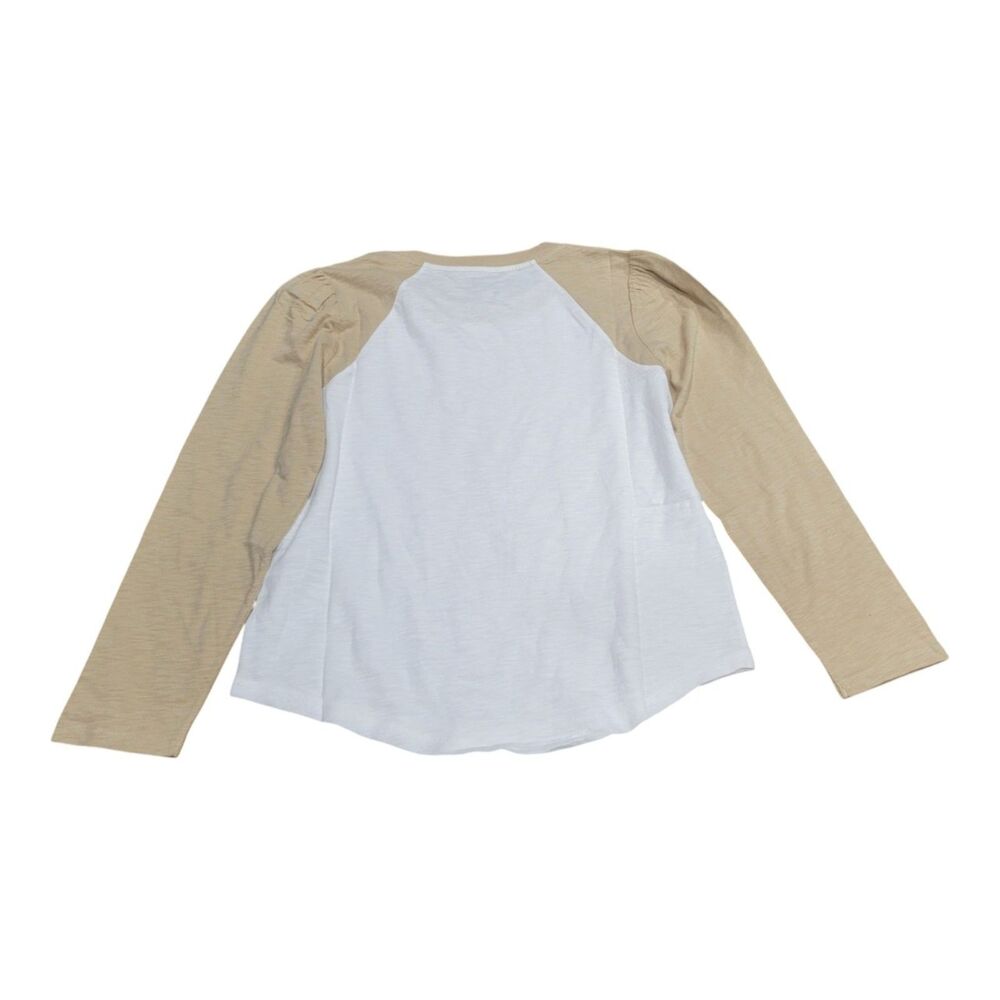Veronica Beard White and Tan Long Sleeve Tee - Picture 2 of 14